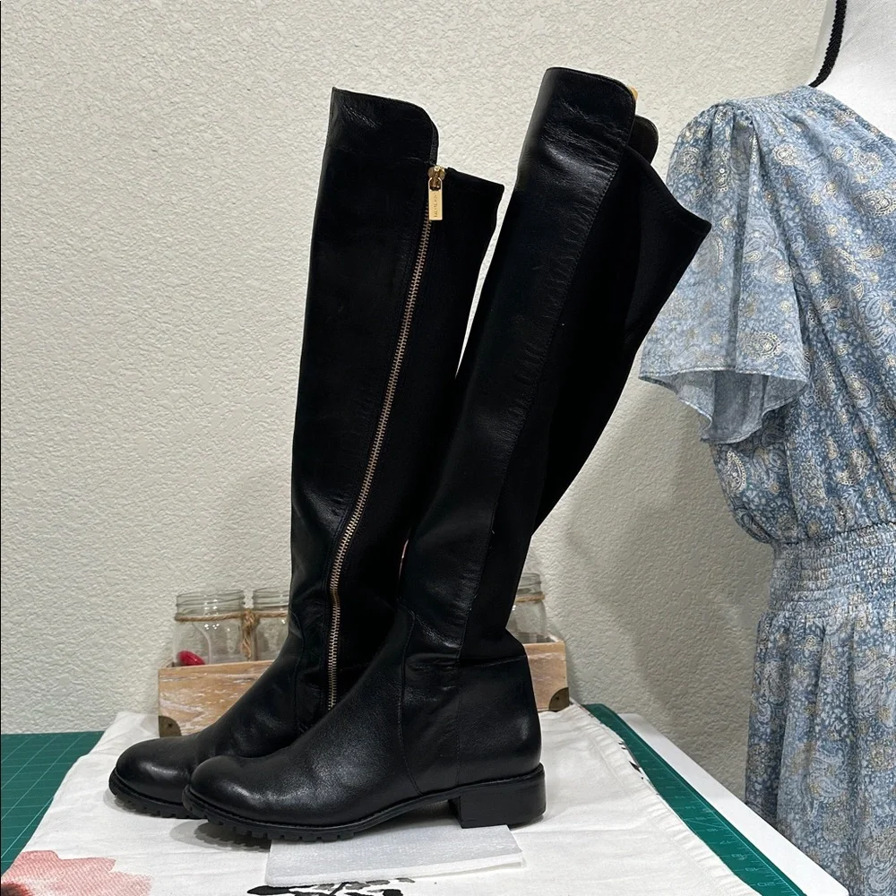 Michael Kors Black Leather Over the Knee Boots - Picture 3 of 12